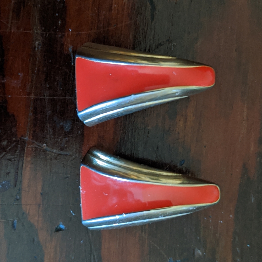 Vintage red gold art deco earrings